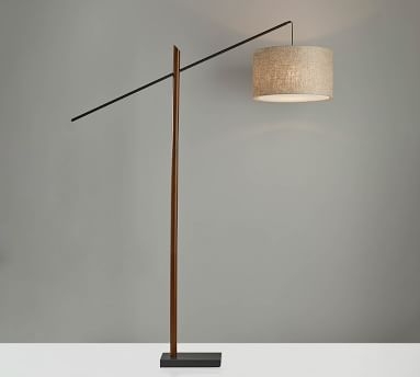 Cornelius Wood Arc Sectional Floor Lamp, Black & Walnut - Image 1