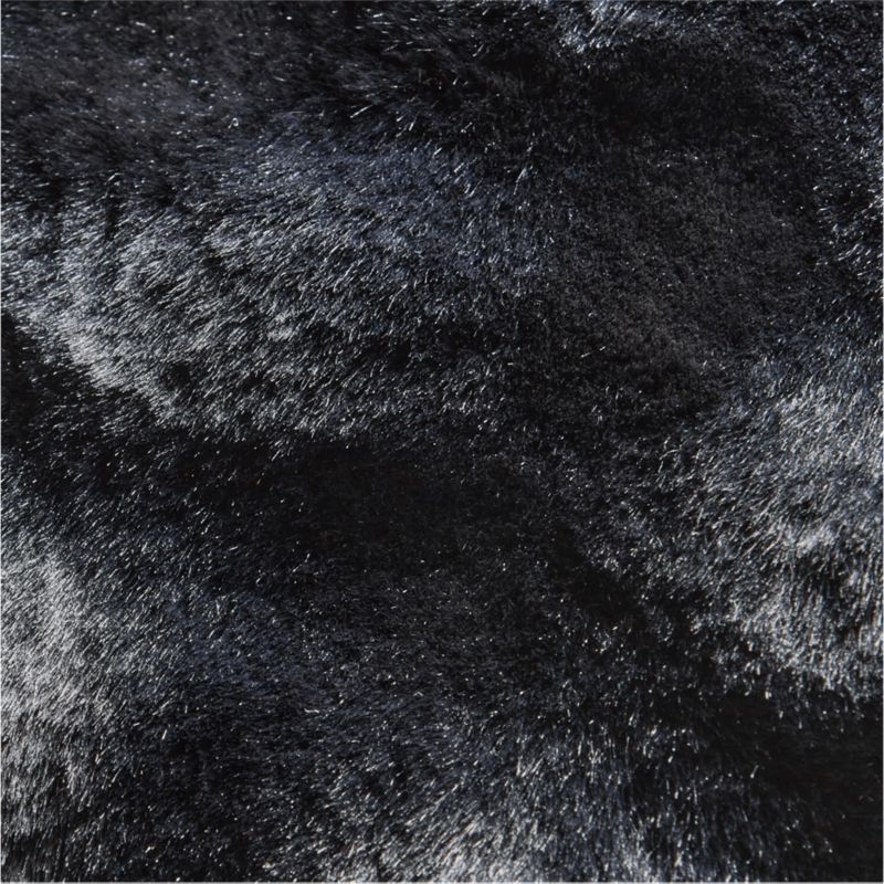 Farleigh Black Faux Fur Throw Pillow with Down-Alternative Insert 20"x20" - Image 1