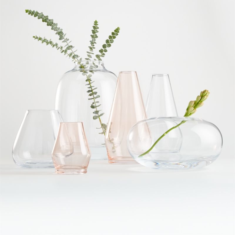 Laurel Angled Pink Glass Vase 13.5" - Image 1