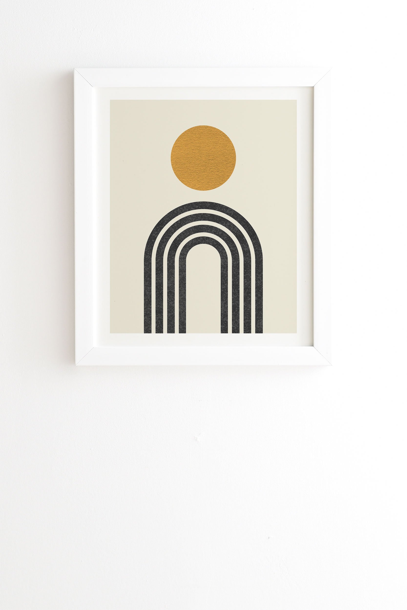 Mid Century Modern Gold Sun by MoonlightPrint - Framed Wall Art Basic White 19" x 22.4" - Image 0