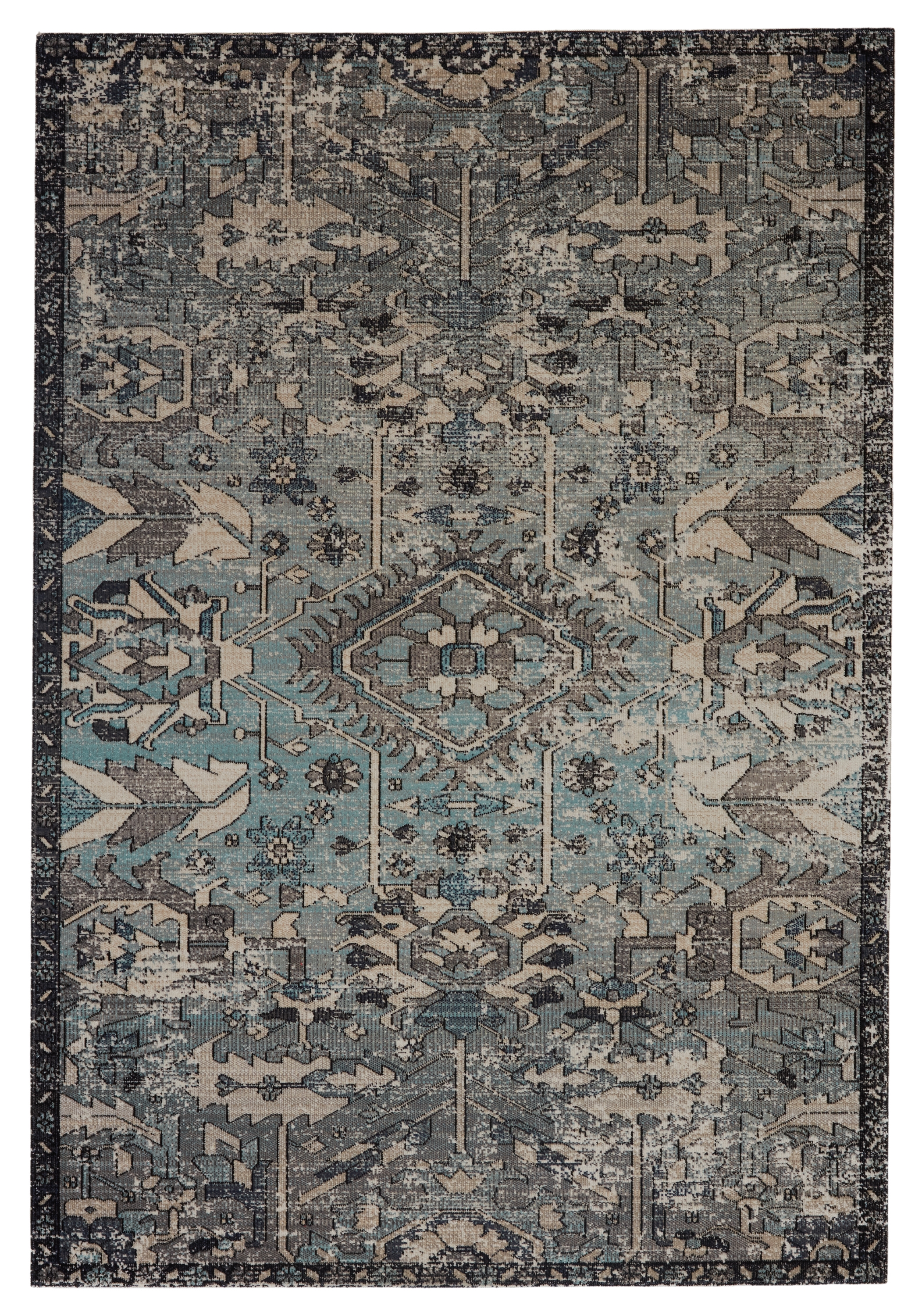 Ansilar Indoor/ Outdoor Medallion Blue/ Gray Runner Rug (2'6"X8') - Image 0