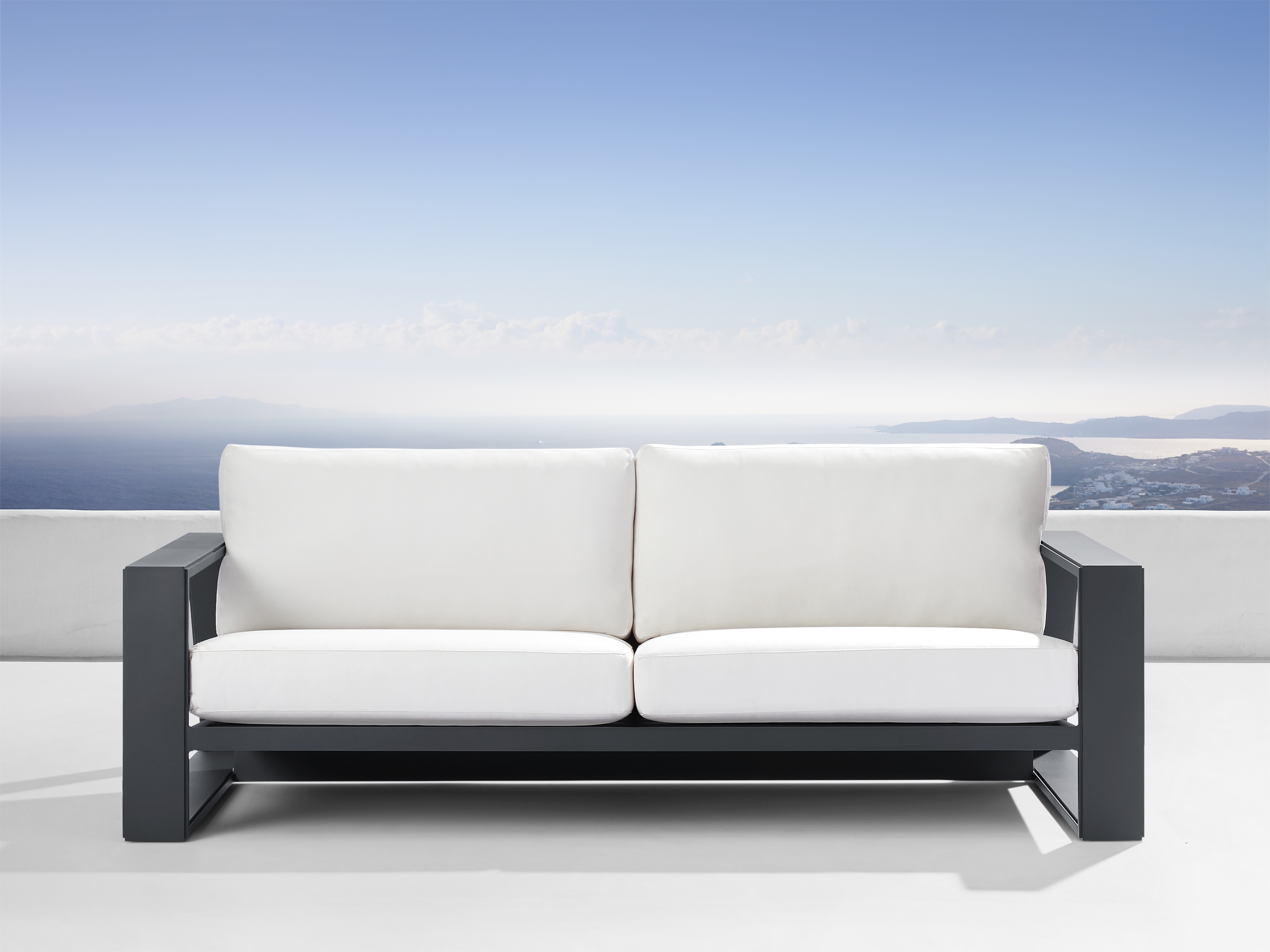 Canyon Outdoor Sofa Aluminum in Natural  Eden Snow/72" - Image 0