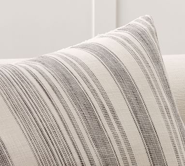 Hawthorn Stripe Sherpa Back Pillow Cover, 22", Charcoal - Image 3