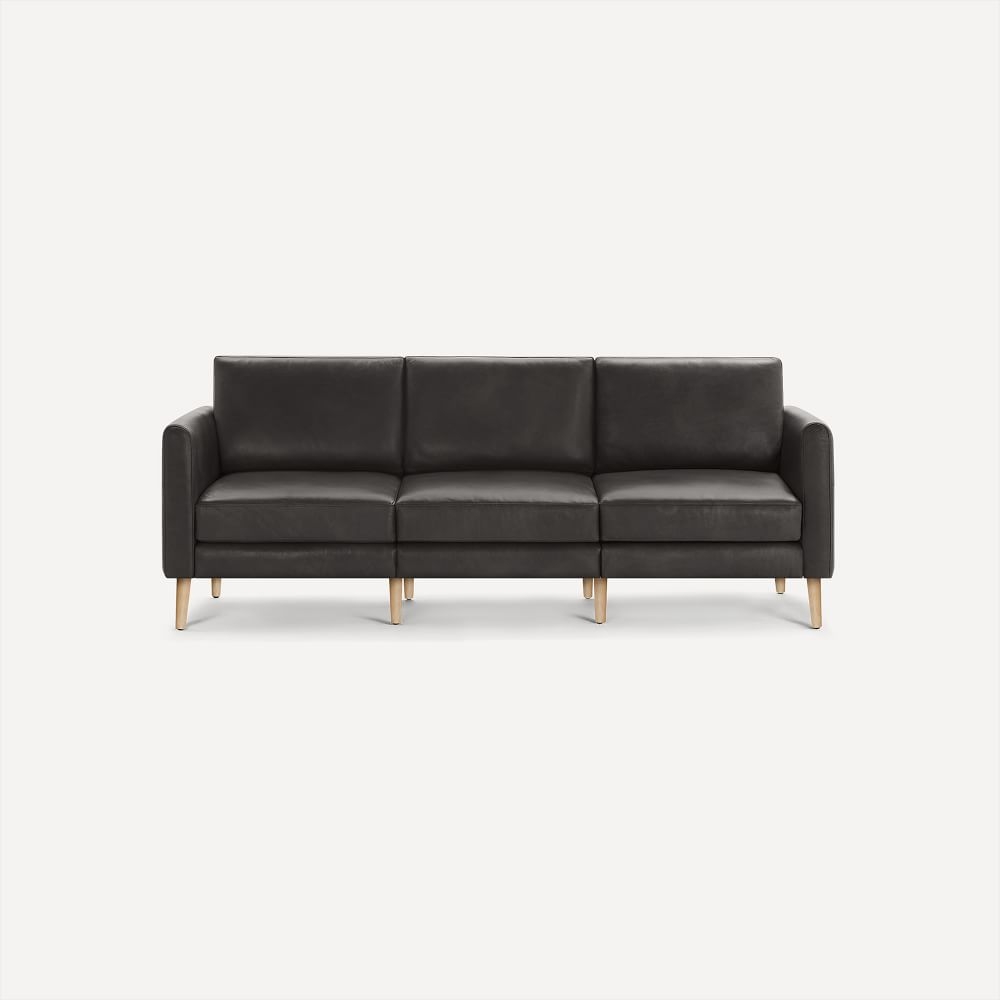 Nomad Arch Leather Sofa, Slate, Oak Wood - Image 0