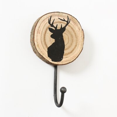 Animal Printed On Natural Wood Single Hook (Set of 2) - Image 0