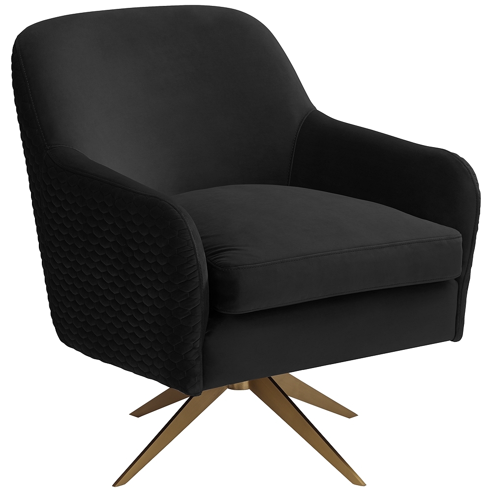Ames Quilted Onyx Velvet Swivel Chair - Style # 79J41 - Image 0