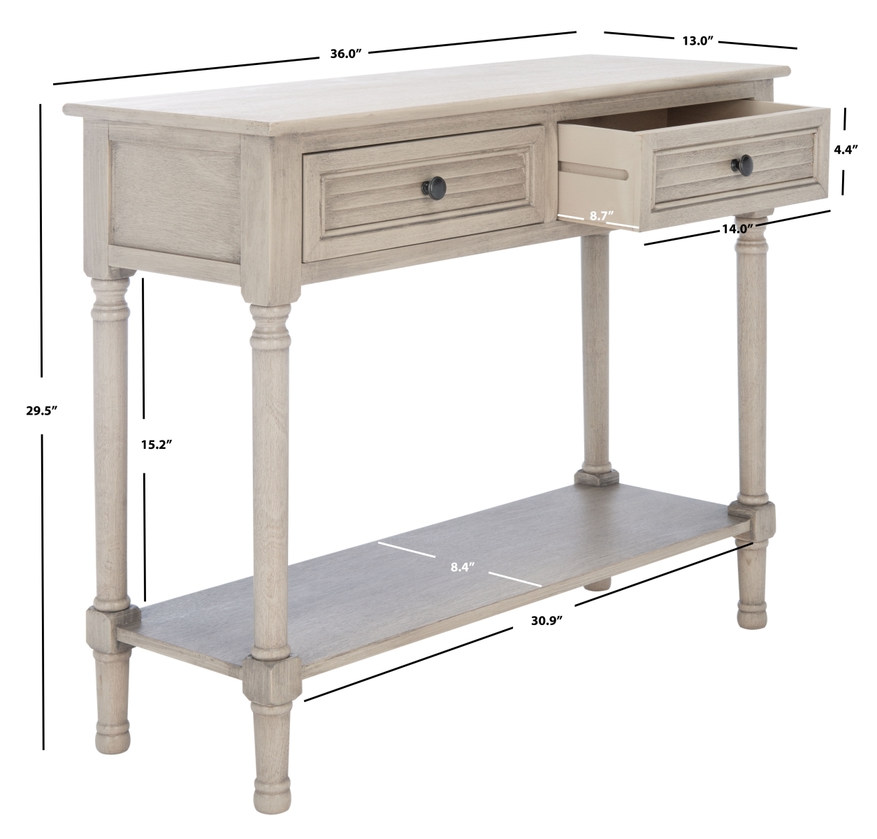 Tate 2 Drawer Console Table - Greige - Safavieh - Image 8