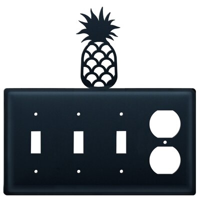 Pineapple 4-Gang Duplex Outlet / Toggle Light Switch Combination Wall Plate - Image 0