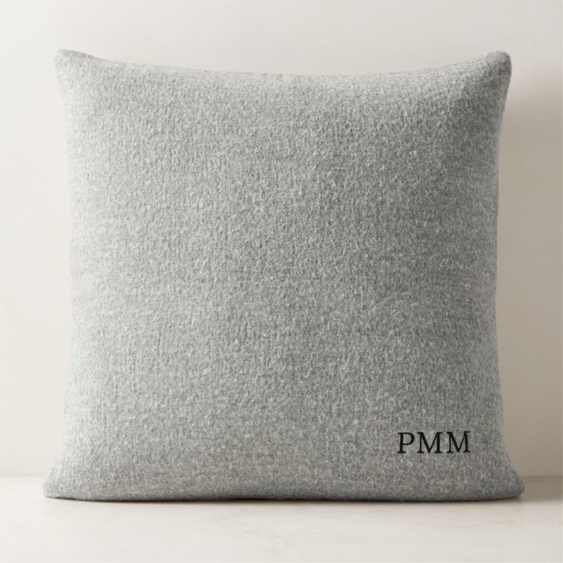 Tadeo Grey Boiled Wool Throw Pillow Cover 23"x23" - Image 1