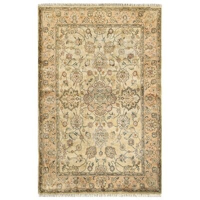 Hand Knotted Silk Beige Rug - Image 0