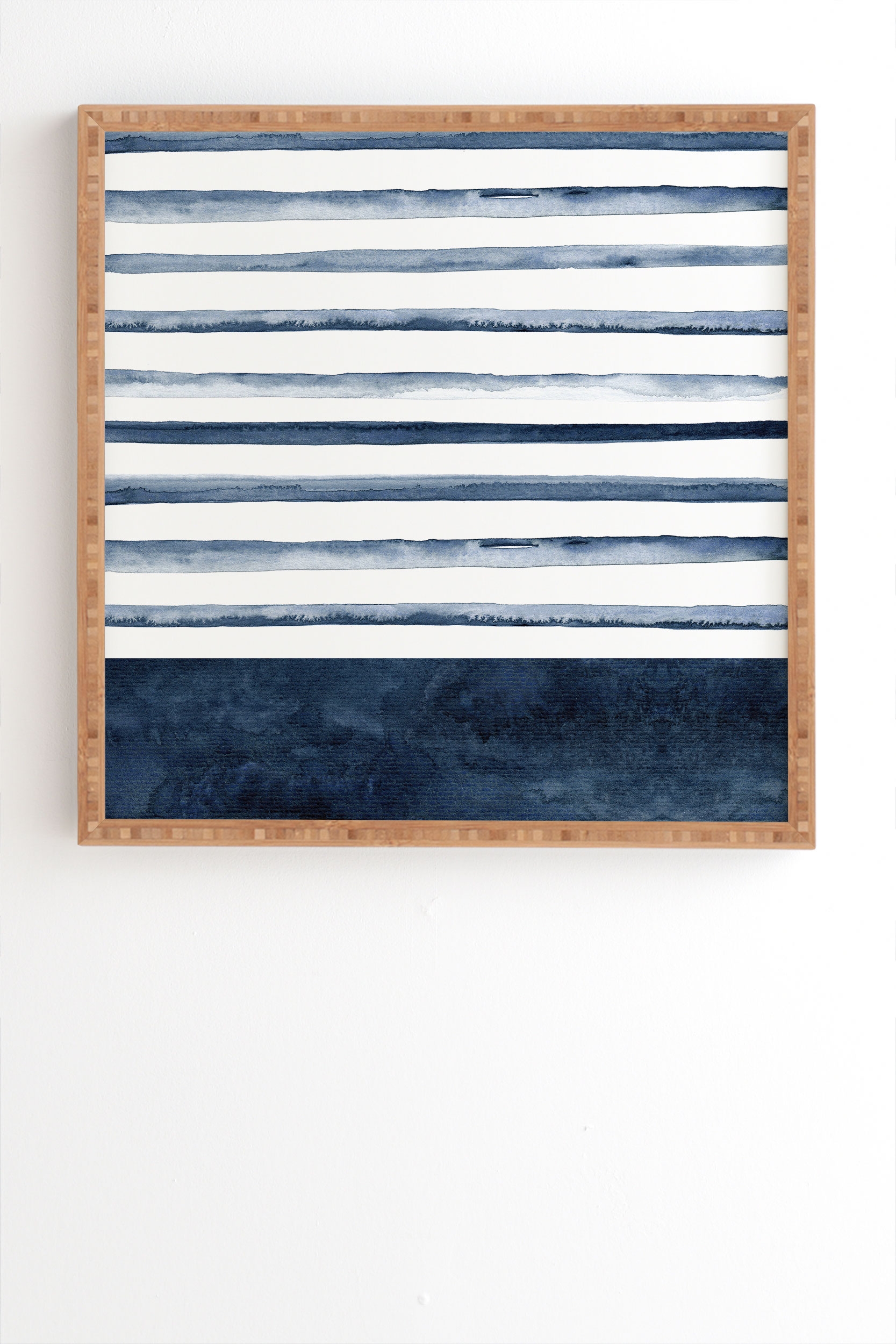 Stripes Watercolor Pattern by Kris Kivu - Framed Wall Art Bamboo 20" x 20" - Image 1