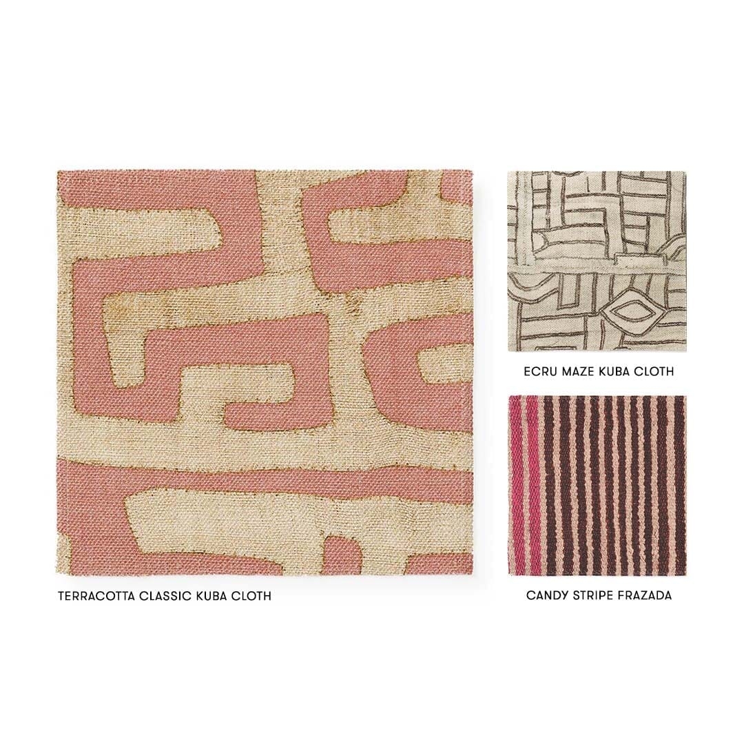 Terracotta Classic Kuba Cloth Outdoor Performance Fabric by St. Frank | Pink | Printed Width: 54" W Pattern Size: 27" W x 25. 9" V Fabric Direction: Up The Roll, Vertical Sold by the yard in continuous rolls Dye lots may vary. As a result, there may be sl - Image 3
