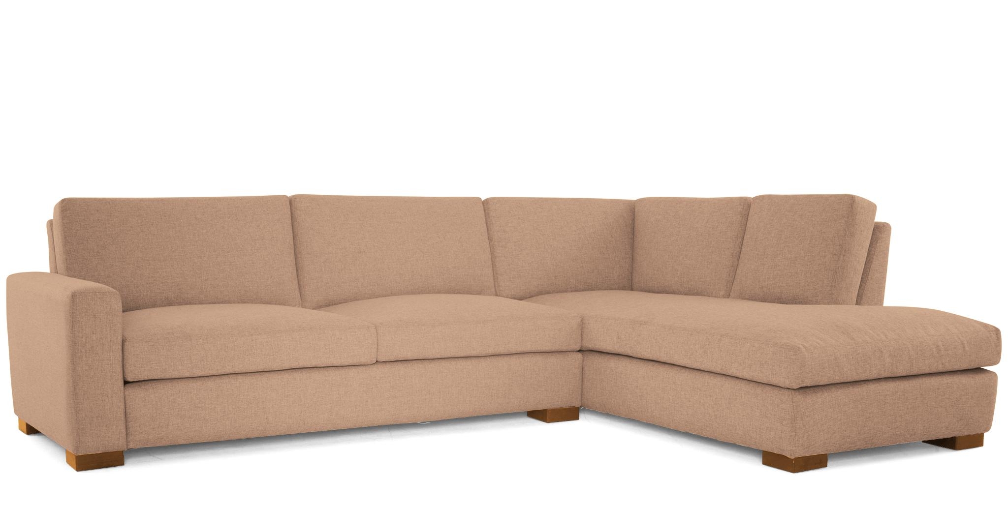 Pink Anton Mid Century Modern Sectional with Bumper - Royale Blush - Mocha - Right  - Image 1