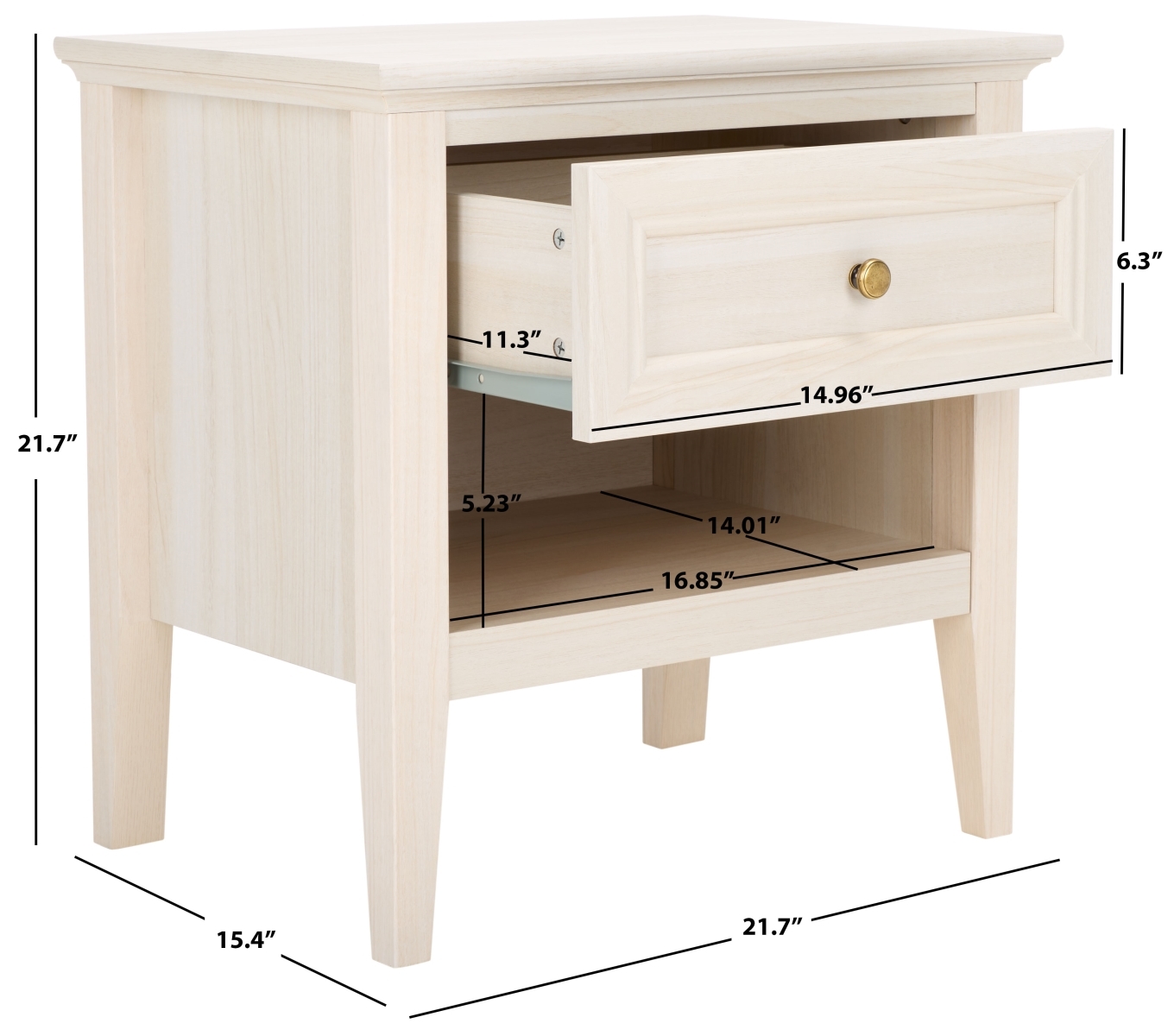 Sondra 2 Drawer Nightstand - Bleached White / Gold - Safavieh - Image 9