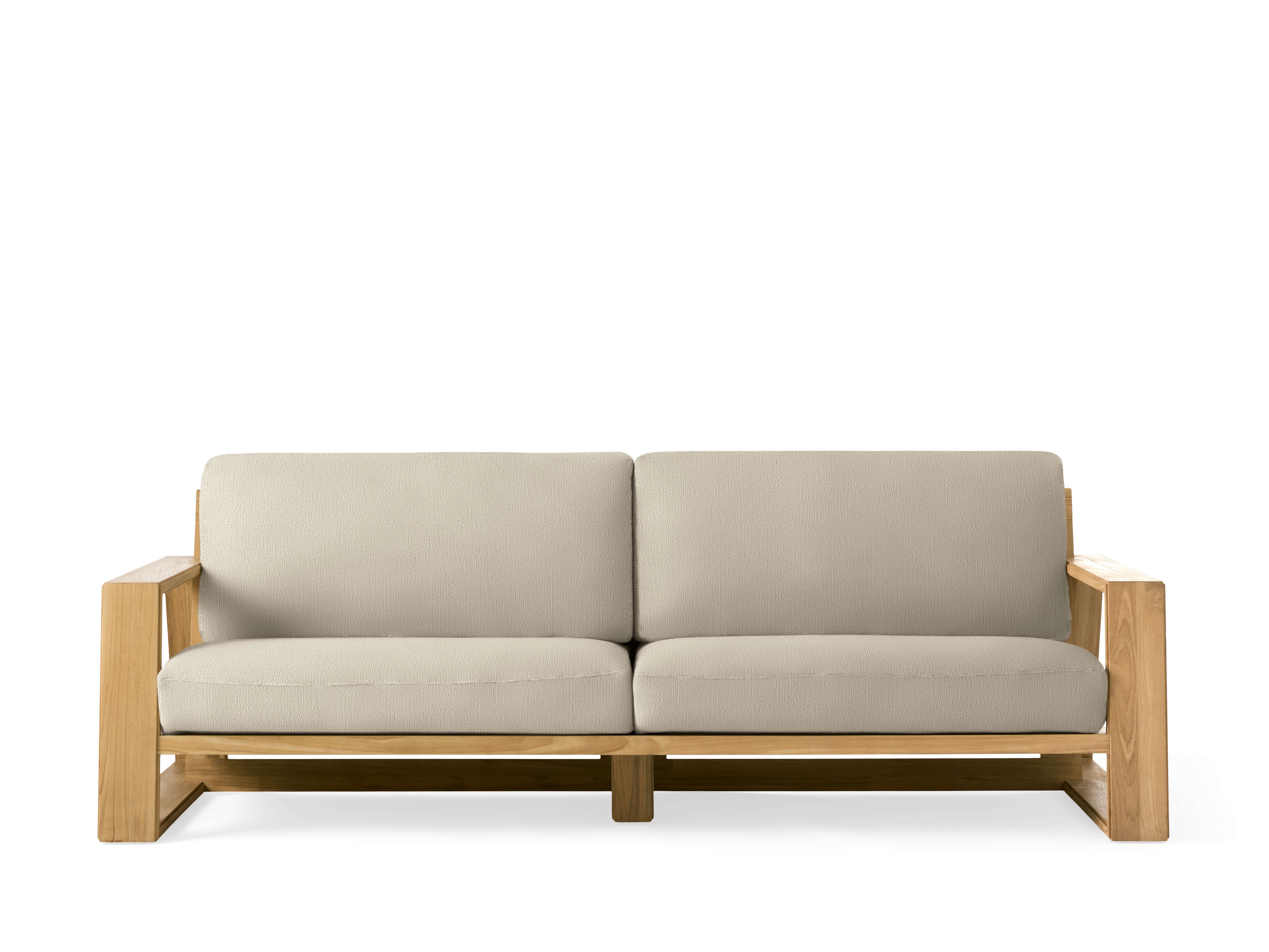 Canyon Outdoor Sofa Teak in Natural  Twilly Pearl/111" - Image 0