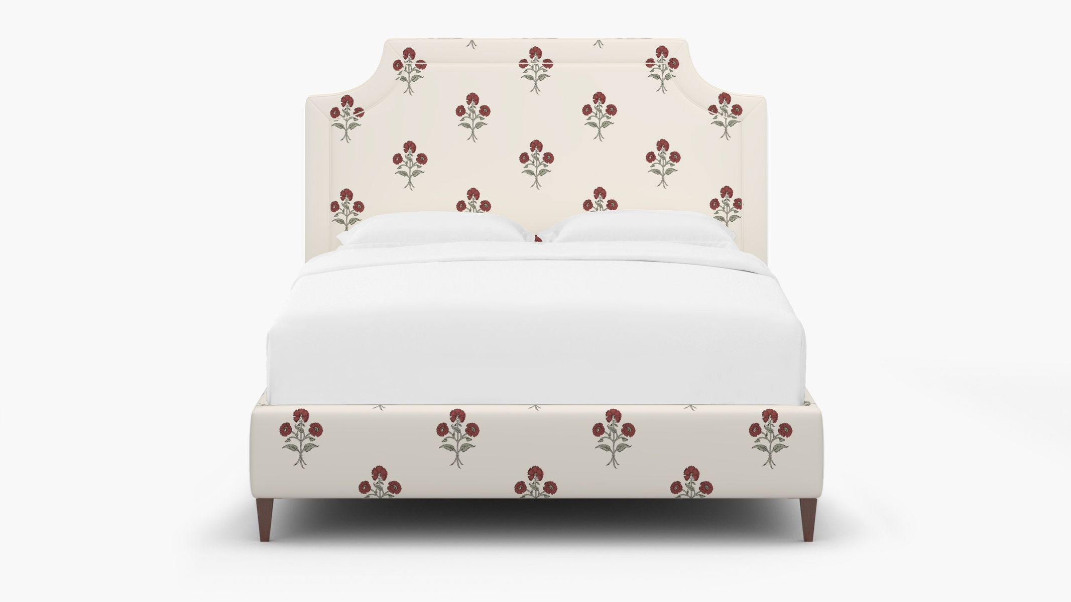 Deco Bed, Red Delphine, Walnut Square Tapered Leg, Full - Image 0