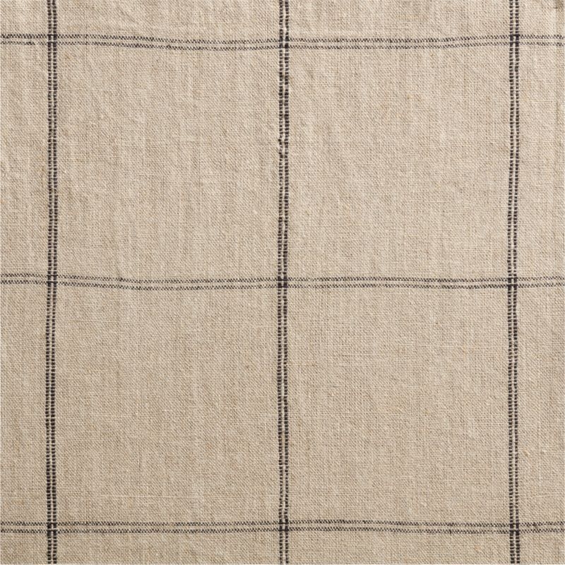 Warm Beige & Storm Grey Linen Double Pinstripe Grid Window Curtain Panel 52"x120" - Image 4