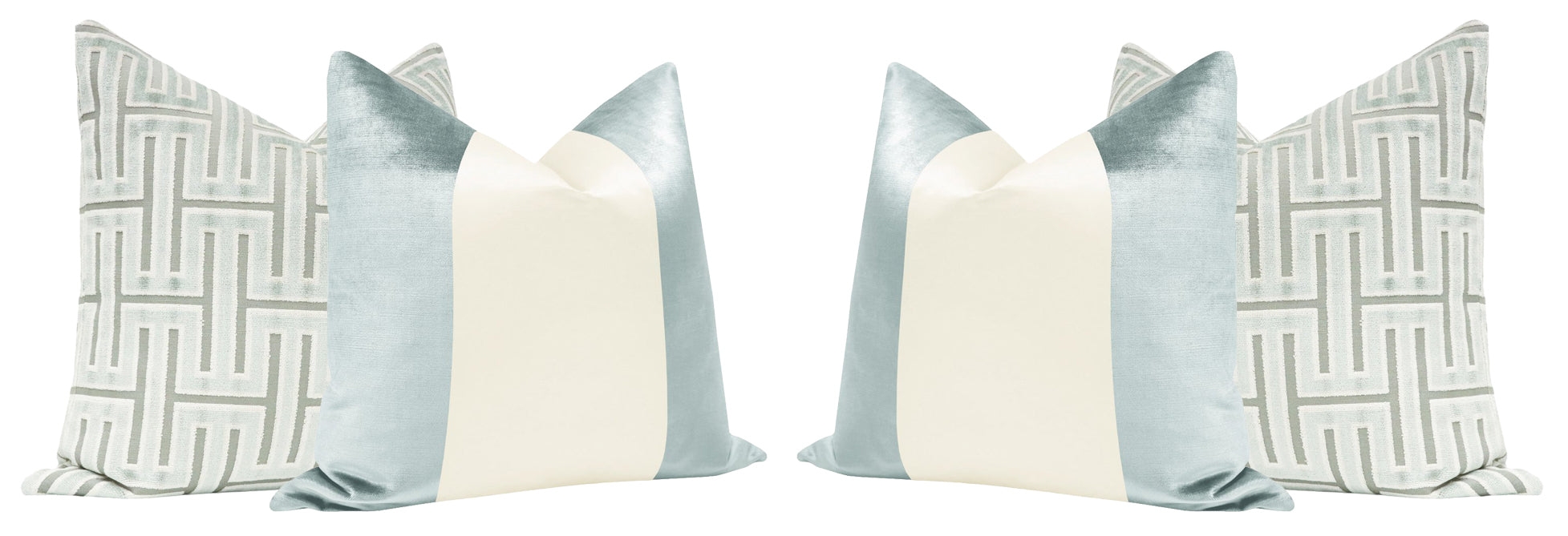 PANEL COLORBLOCK :: FAUX SILK VELVET // MINERAL  + ALABASTER SILK - 14" X 36" - Image 4