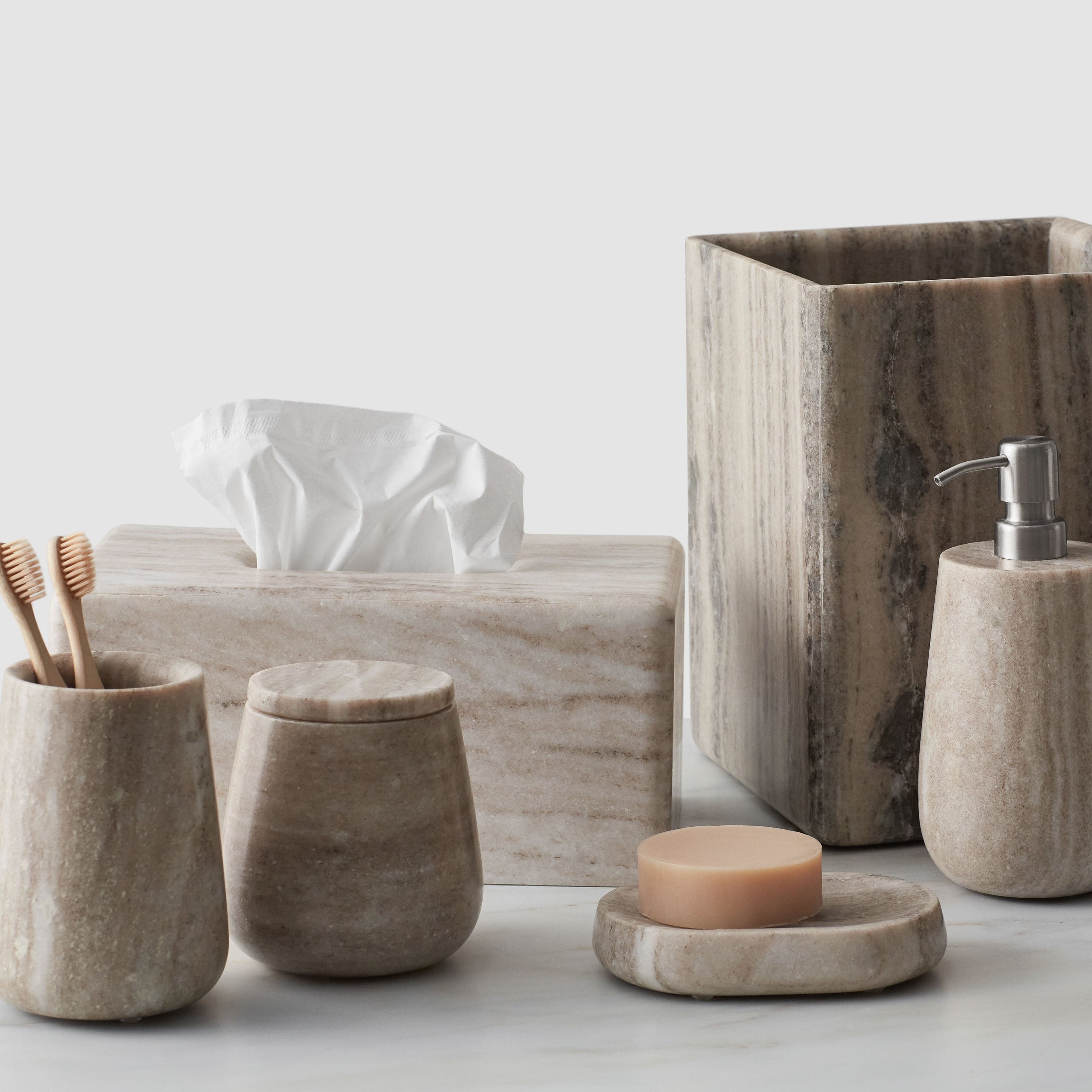 The Citizenry Riya Marble Tissue Box | Square | Natural - Image 6