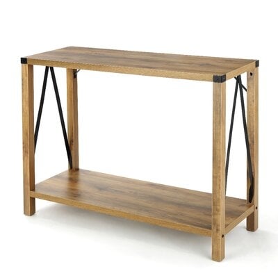 Millwood Pines Console Table With Storage – Industrial Design Sofa Table With A Shelf And Metal Plated Table Top Edges - Image 0