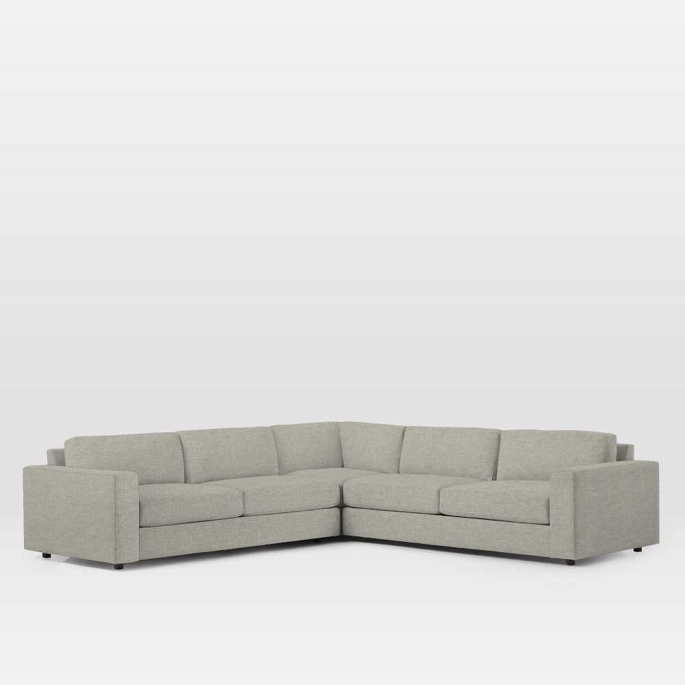 Urban 116" 3-Piece L-Shaped Sectional, Twill, Dove, Poly-Fill - Image 0