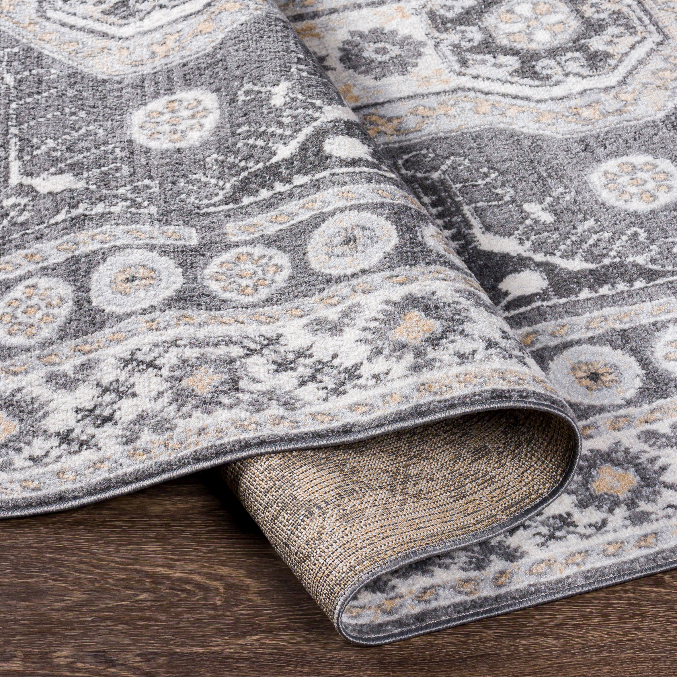 Cesar Gray Indoor 6'7" x 9' Machine Woven Rug - Image 3