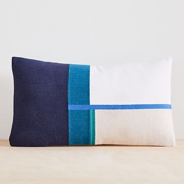 Modernist Color Block Pillow Cover, Set of 2, Midnight, 12"x21" - Image 0