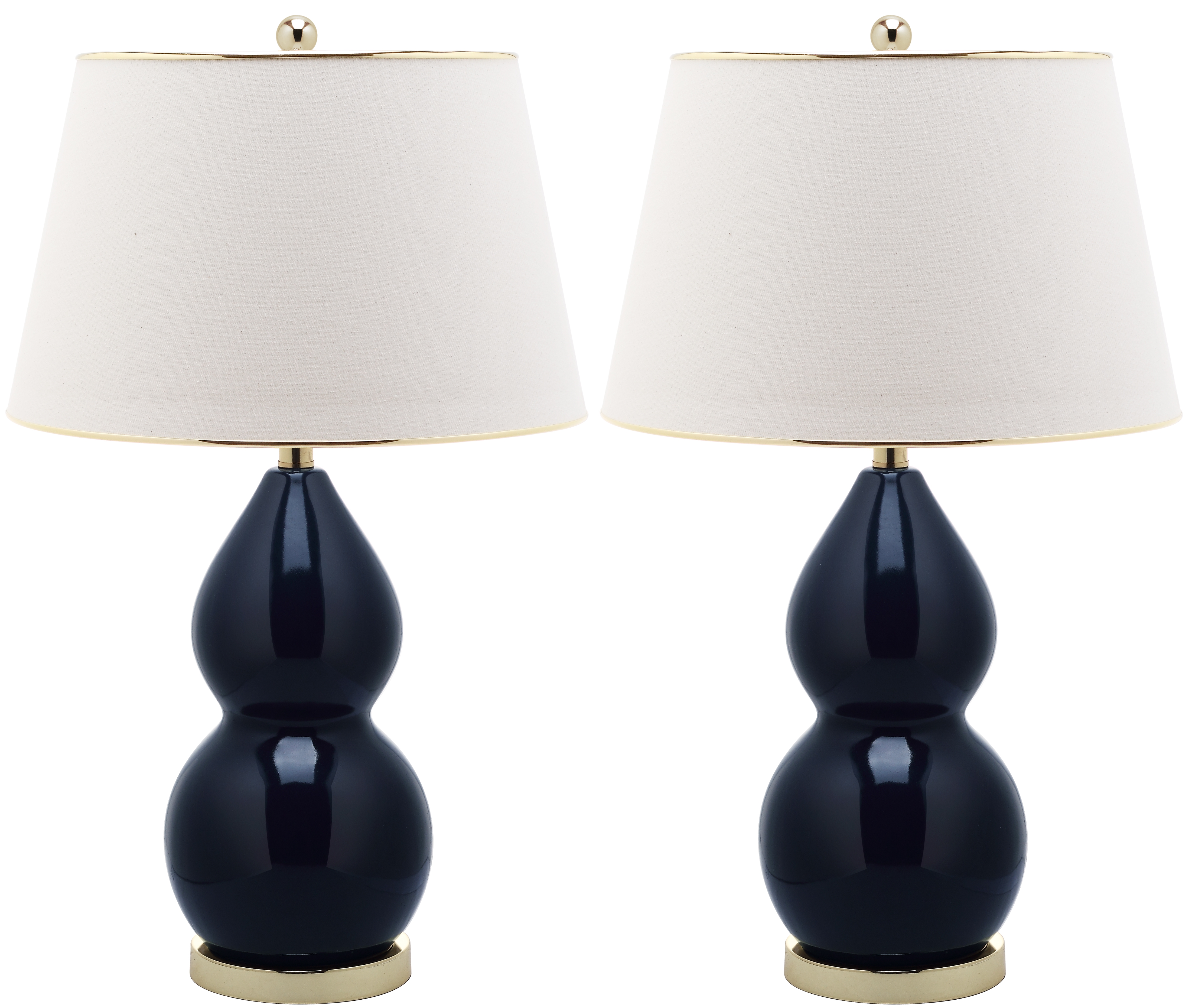 Jill 26.5-Inch H Double- Gourd Ceramic Table Lamp - Navy - Arlo Home - Image 0