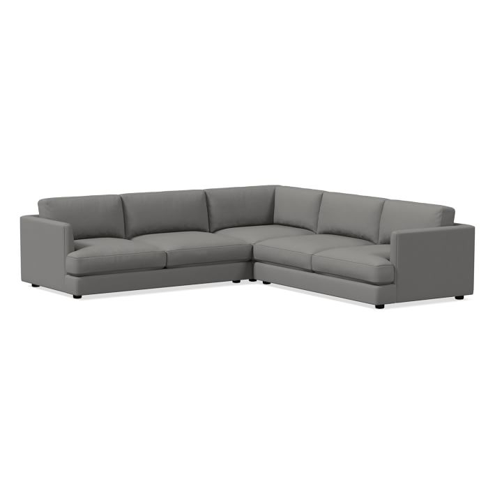 Haven Sectional Set 03: Left Arm Sofa, Corner, Right Arm Sofa, Poly, Performance Washed Canvas, Storm Gray, Concealed Supports - Image 0