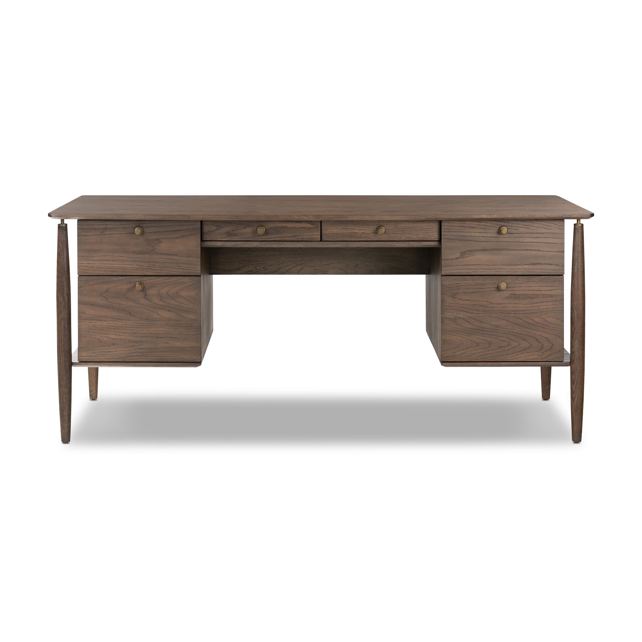 Markia Executive Desk - Aged Oak Veneer - Image 2