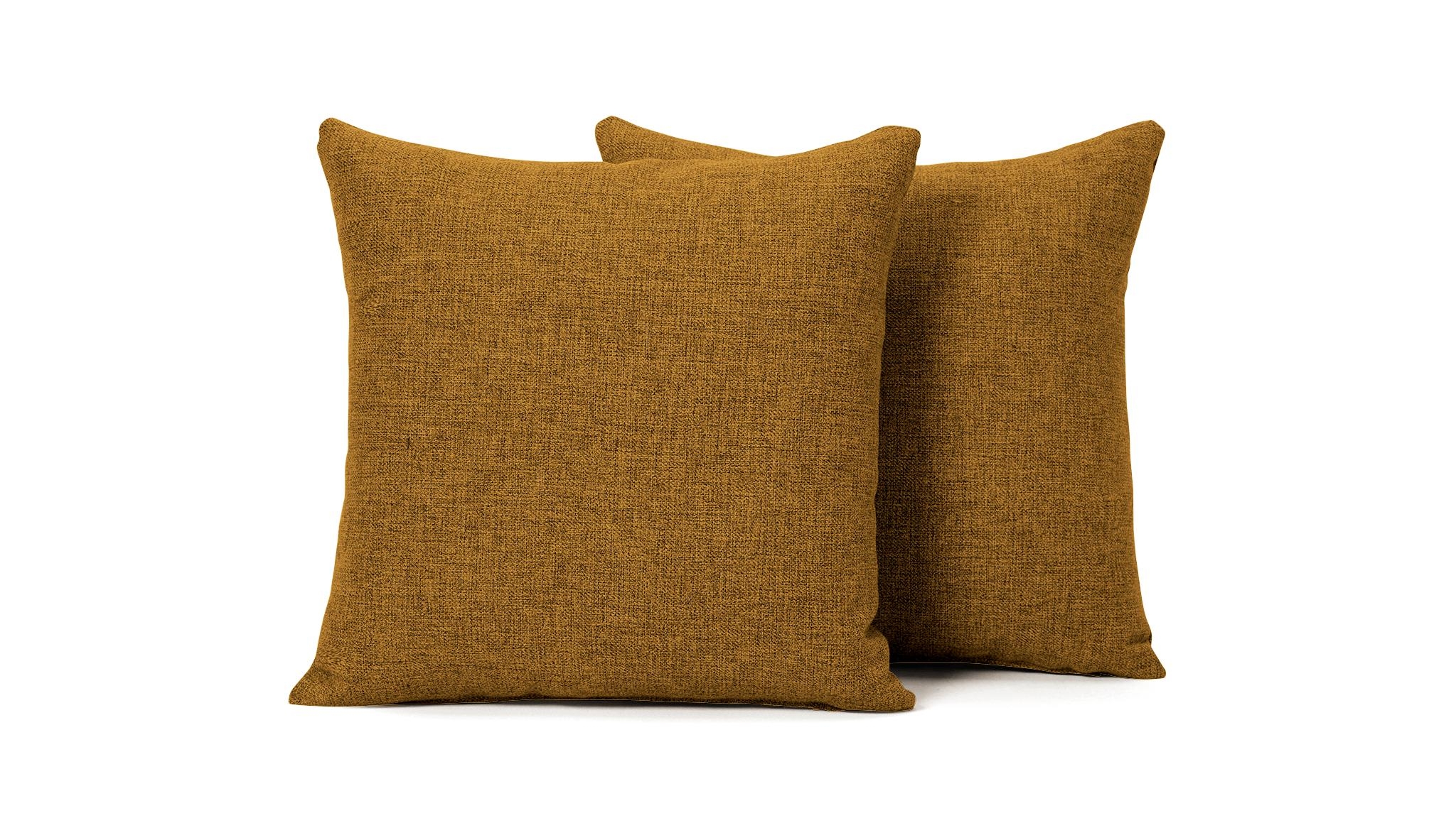 Yellow Decorative Mid Century Modern Knife Edge Pillows 22 x 22 (Set of 2) - Cordova Amber - Image 0