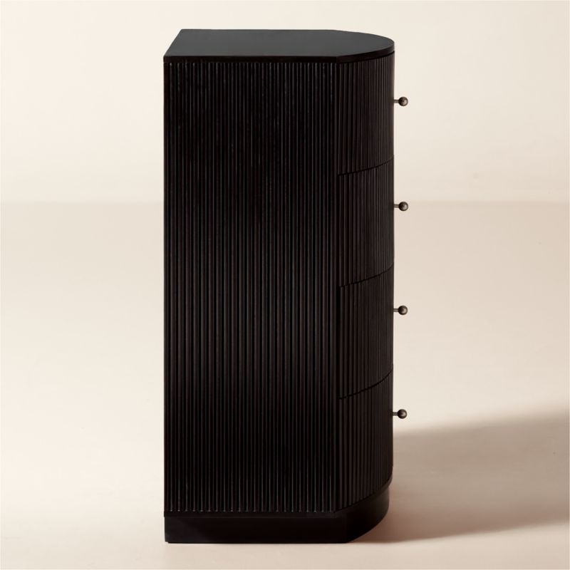 Cameo 33" Fluted Black Wood 4-Drawer Tall Dresser - Image 2