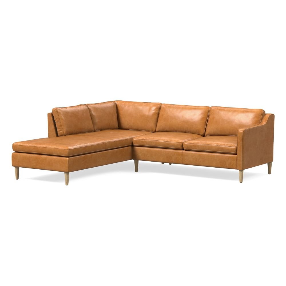 Hamilton 98" Left 2-Piece Bumper Chaise Sectional, Charme Leather, Burnt Sienna, Almond - Image 0