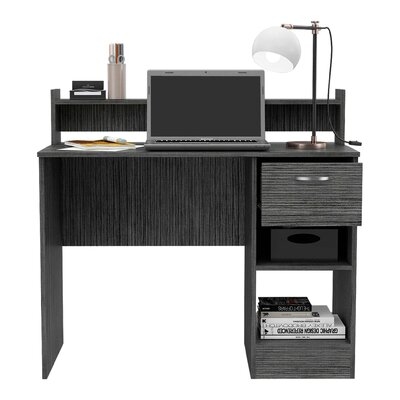 Charlotte Computer Desk, 2 Shelves, 1  Drawer,  Smokey Oak Finish - Image 0