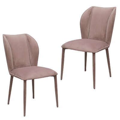 Minimalist Style Upholstered Fabric Dining Chair (Set Of 2) - Pink (18.9 In. W X 24.4 In. D X 33.4 In. H) - Image 0