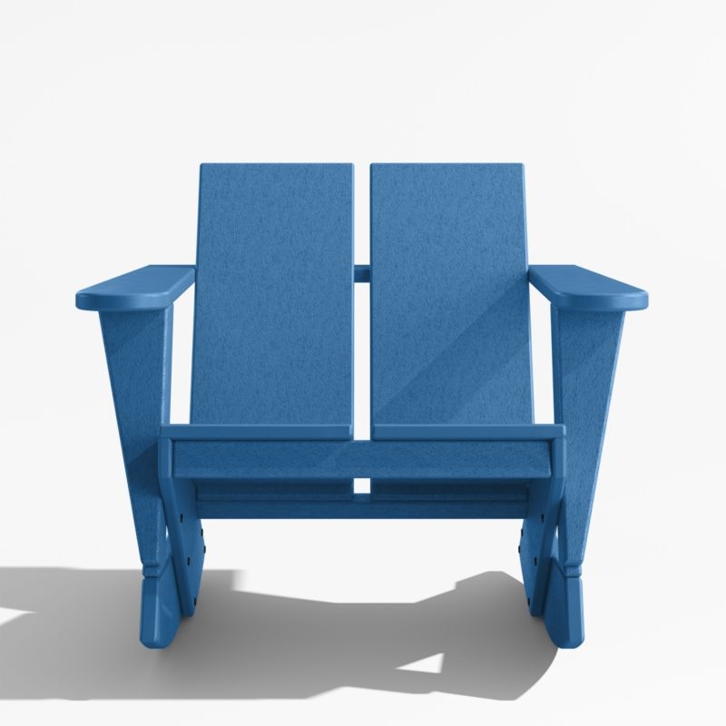 Paso Pacific Blue Outdoor Adirondack Rocking Chair by POLYWOOD® - Image 1