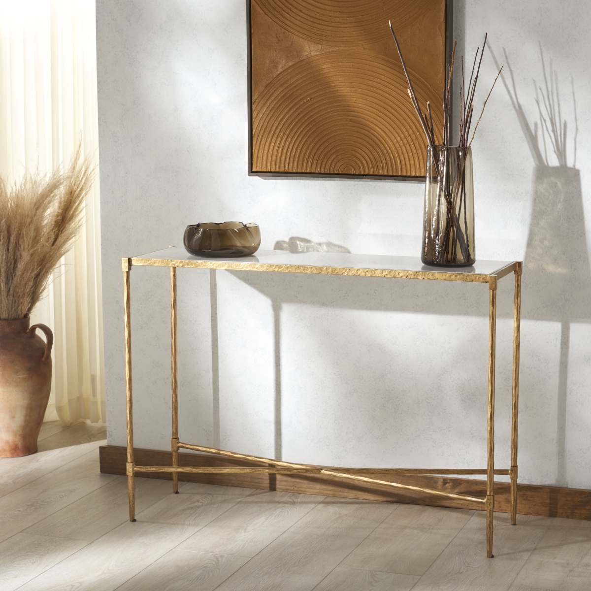 Isabellina Marble Console Table - Brass/White - Image 1