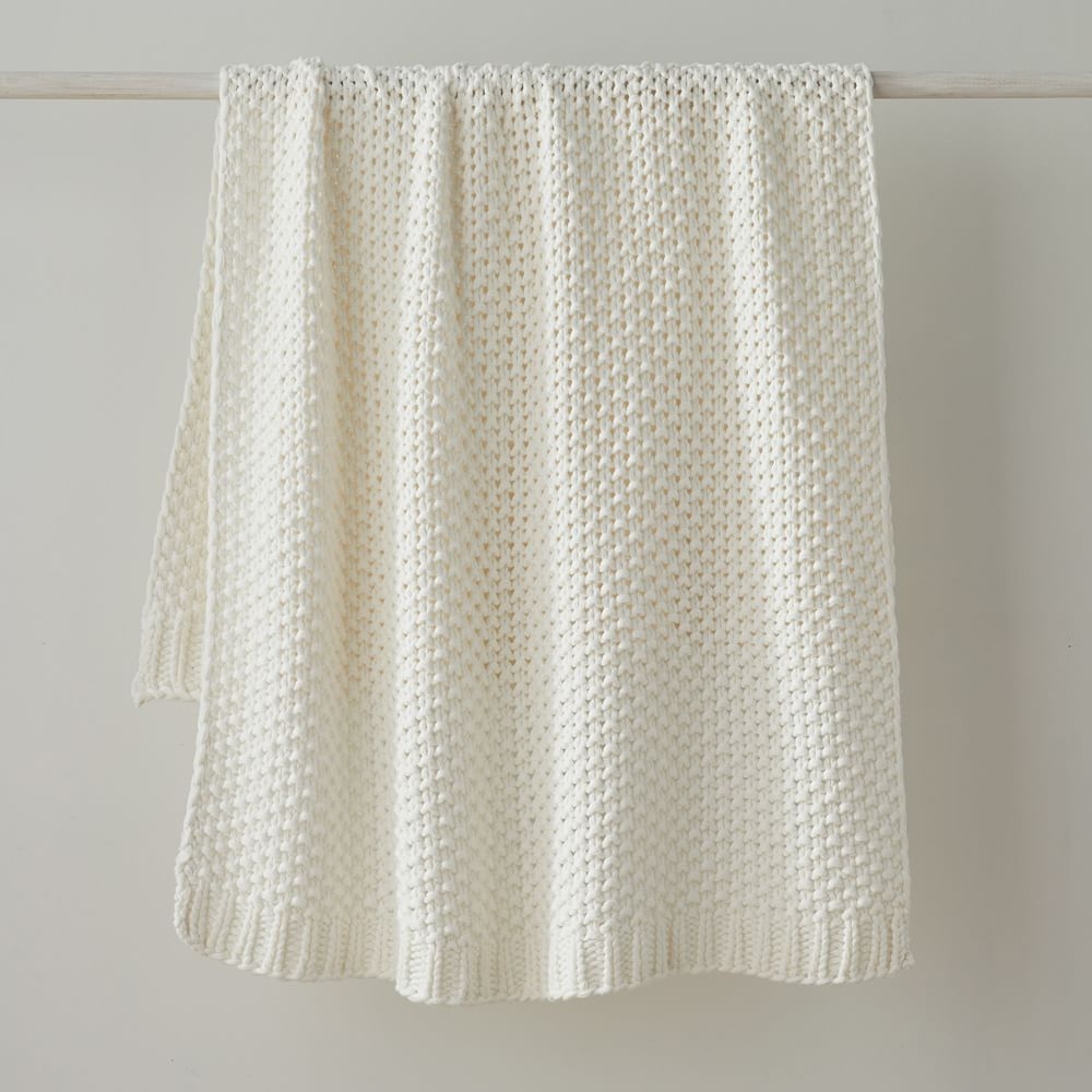 Chunky Cotton Knit Throw, 50"x60, Alabaster - Image 0