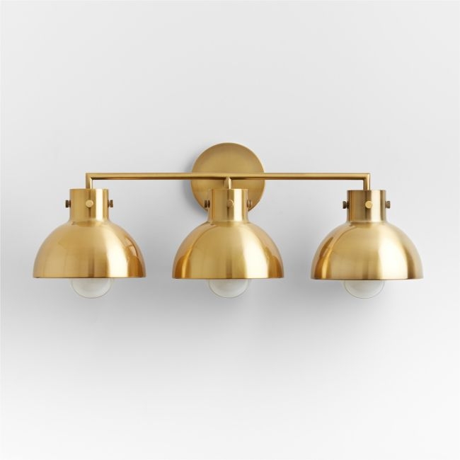 Dakota Brass 3-Light Wall Sconce with Brass Dome - Image 0