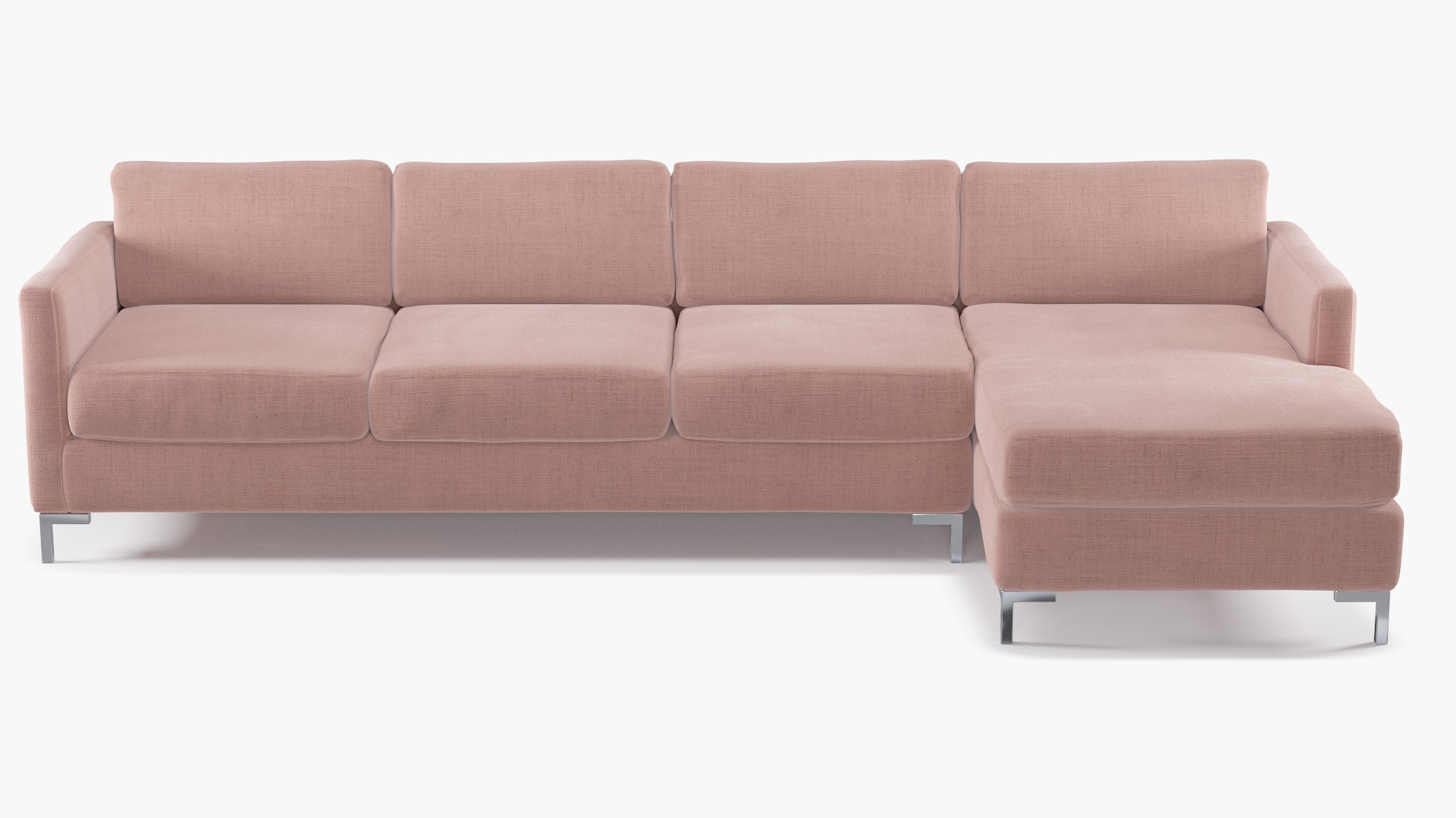 Modern Sectional, Right Facing, Blush Everyday Linen, Chrome L Leg - Image 0