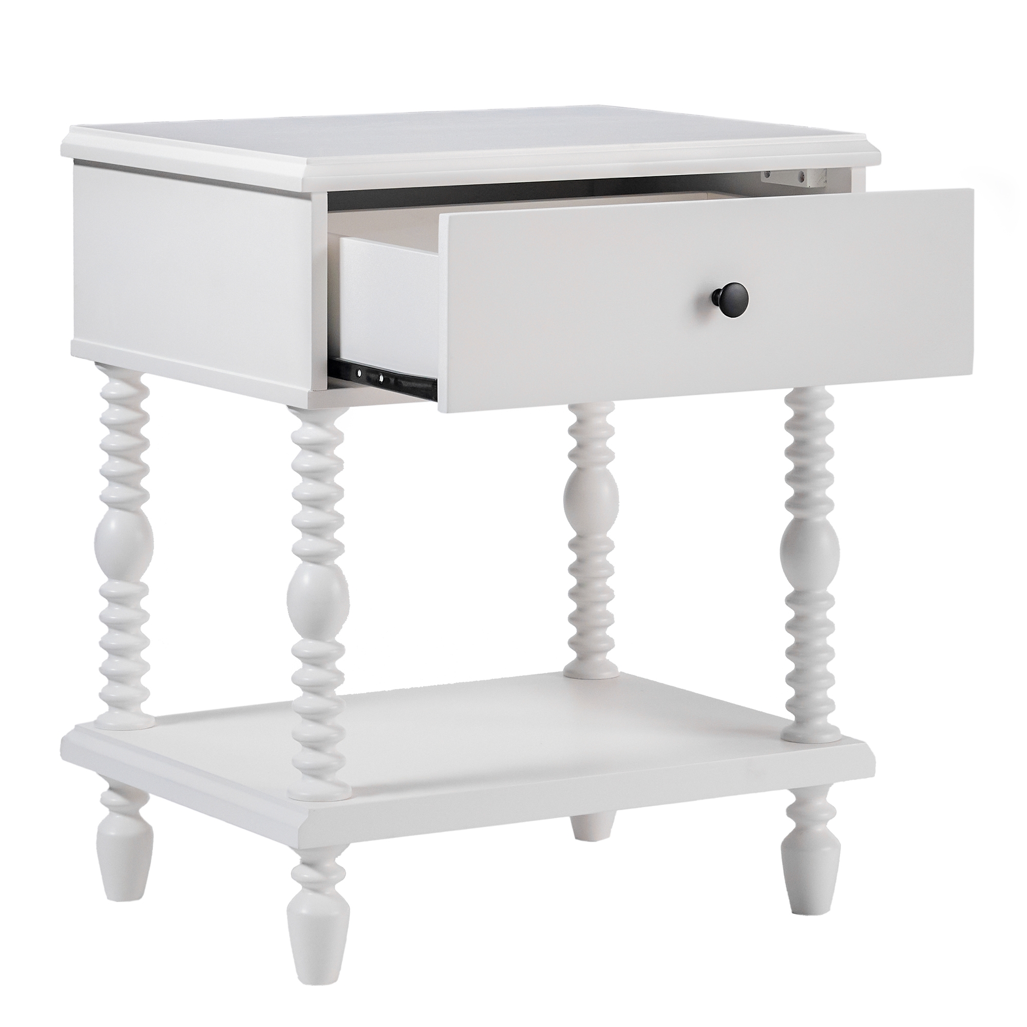 Vivienne Contour & Co. EZ Assembly ™ Premium Solid Wood Spindle 1-Drawer Nightstand - White - Image 5