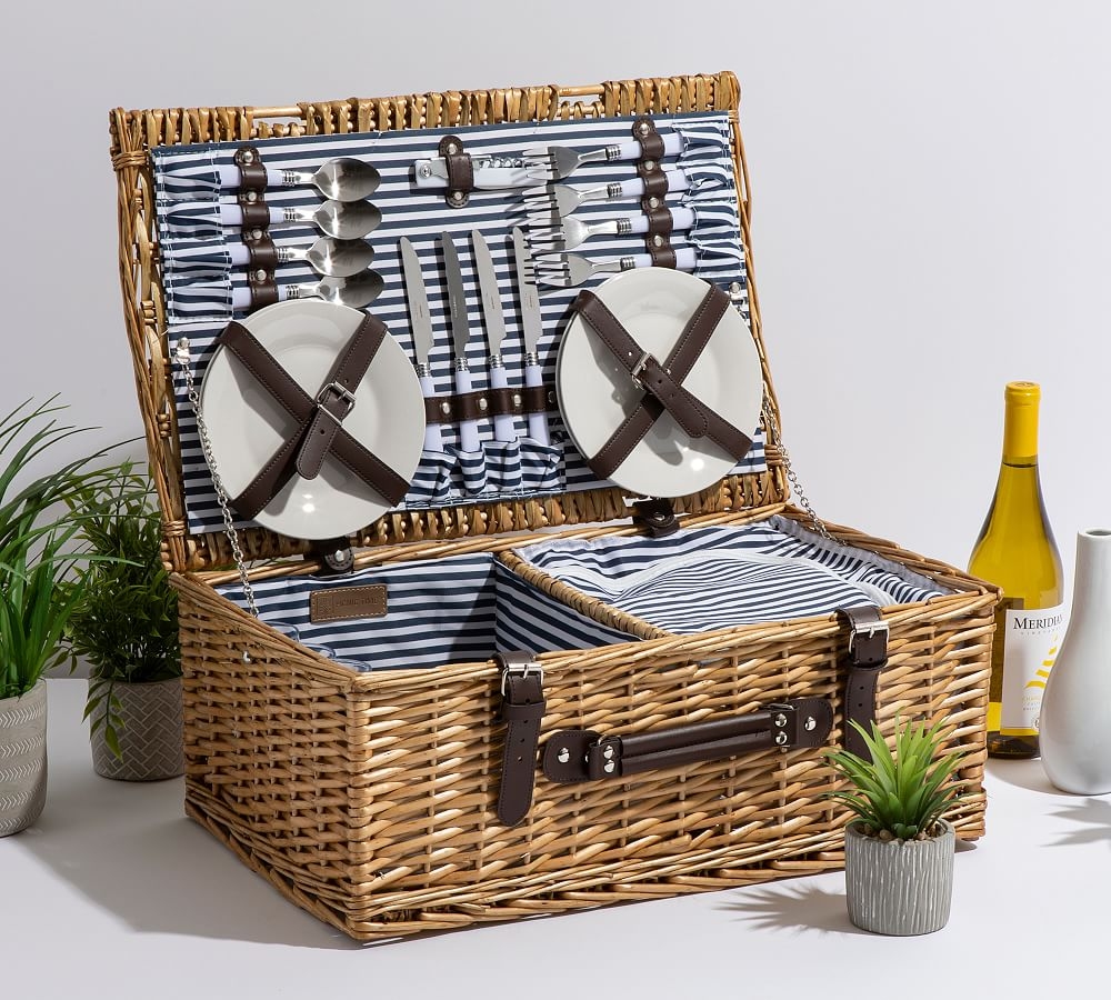 Providence Woven Picnic Basket, Set for 4 - Honey Willow - Image 0