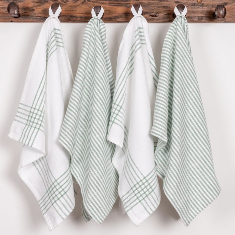 Monaco Mineral Green Cotton Slub Kitchen Towel, Set of 4 - Image 1