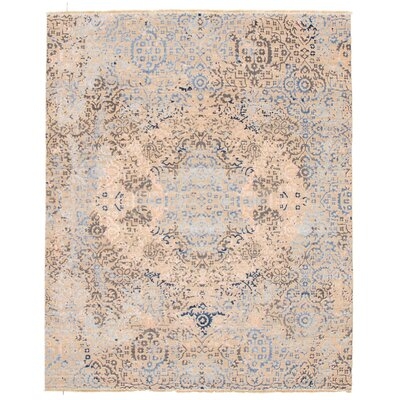 One-of-a-Kind Hand-Knotted New Age 8' x 10' Wool Area Rug in Beige/Blue - Image 0