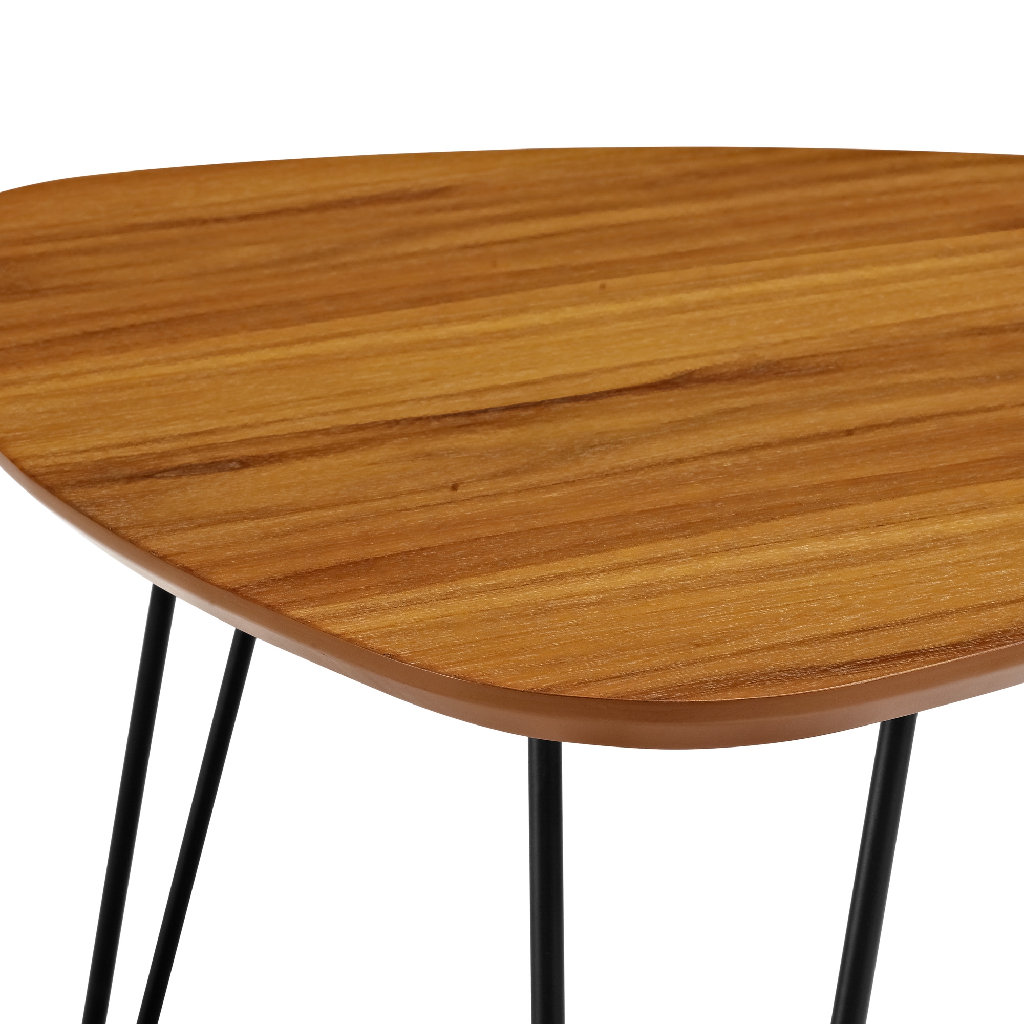 Guitar Pick Hairpin Leg Mid Century Modern Nesting Coffee Table Set - Walnut - Image 5