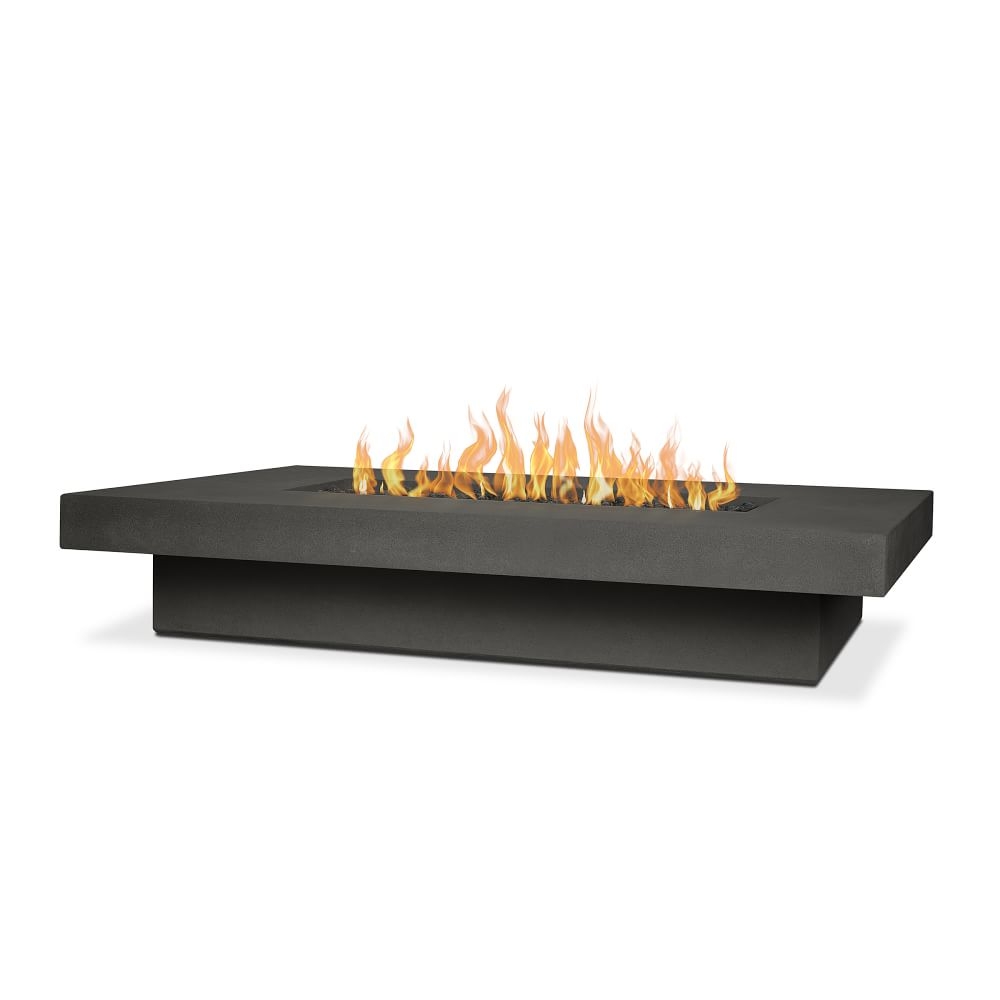 Concrete Lipped Rectangle Fire Table, 72", Carbon - Image 0