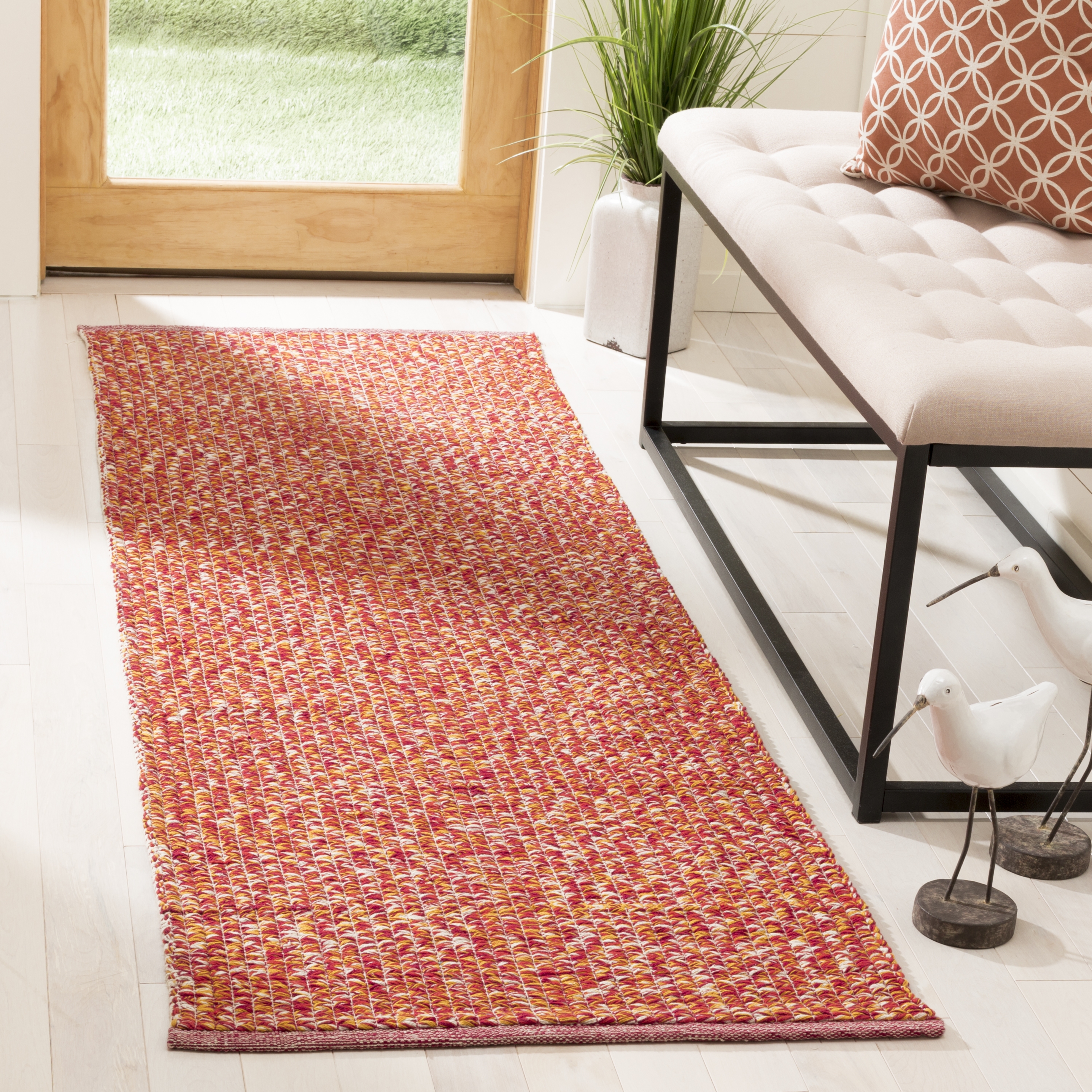Arlo Home Hand Woven Area Rug, MTK602D, Orange/Multi,  2' 3" X 7' - Image 1