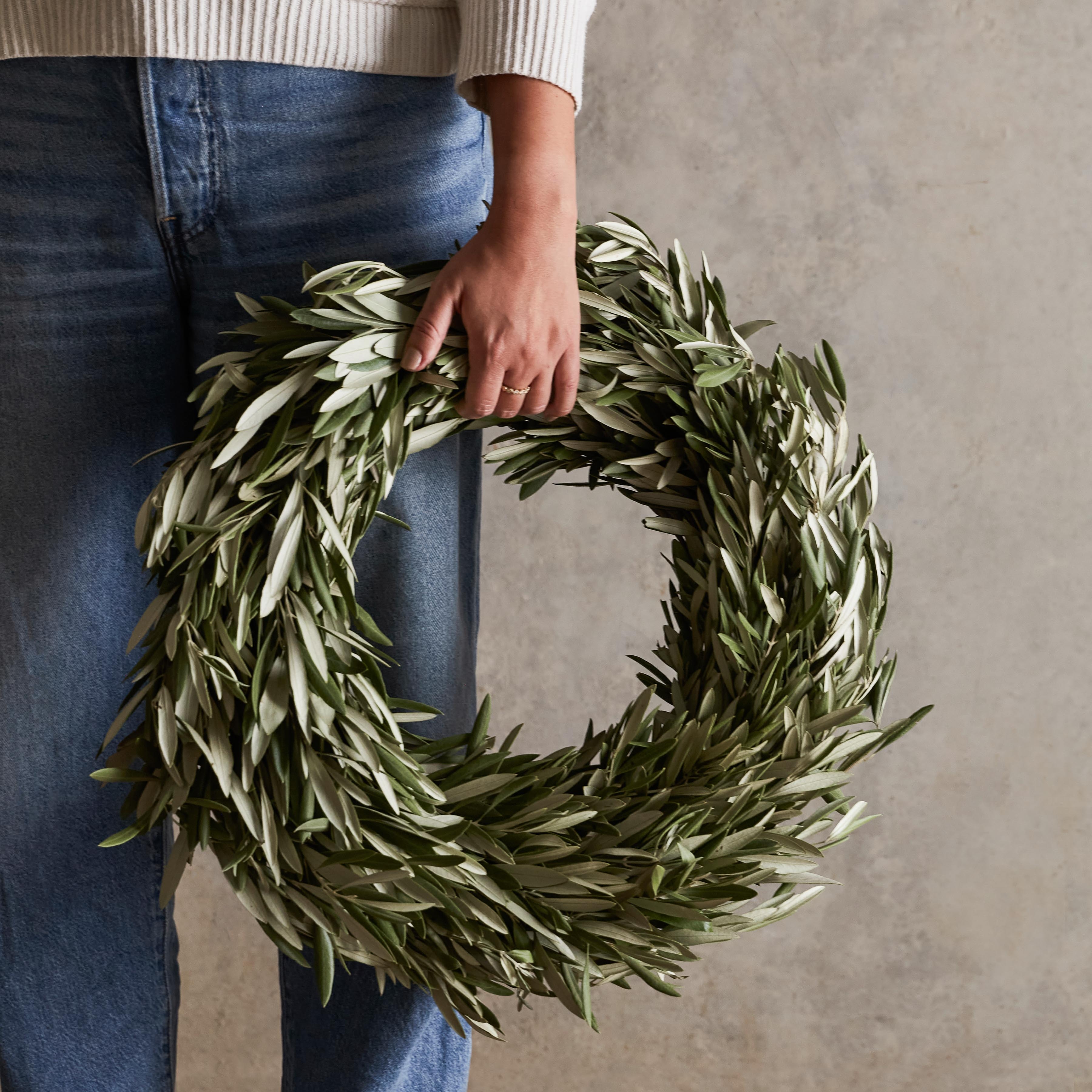 The Citizenry Fresh Olive Wreath | Large | Green - Image 2