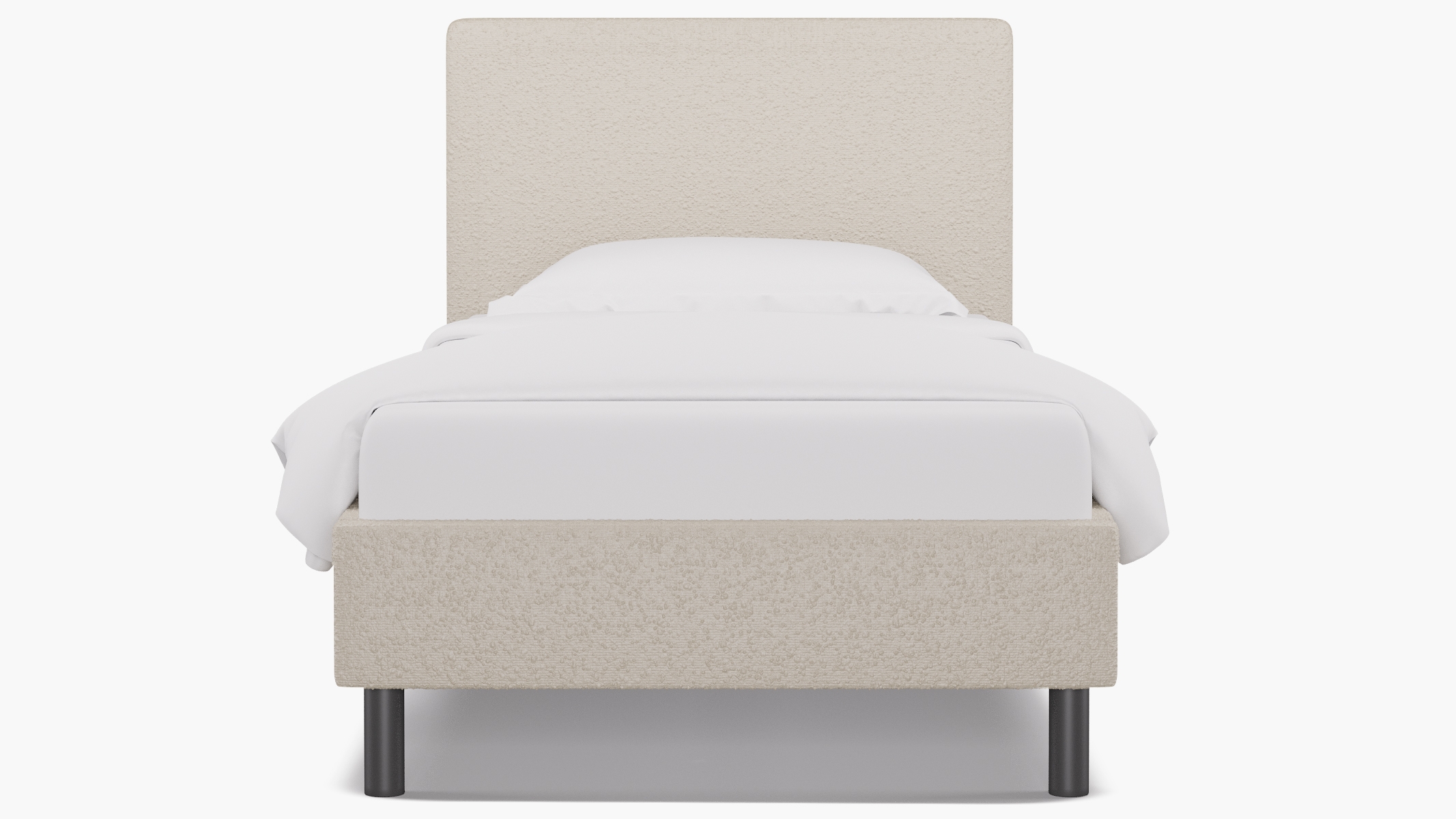 Tailored Platform Bed, Snow Boucle, Twin - Image 0