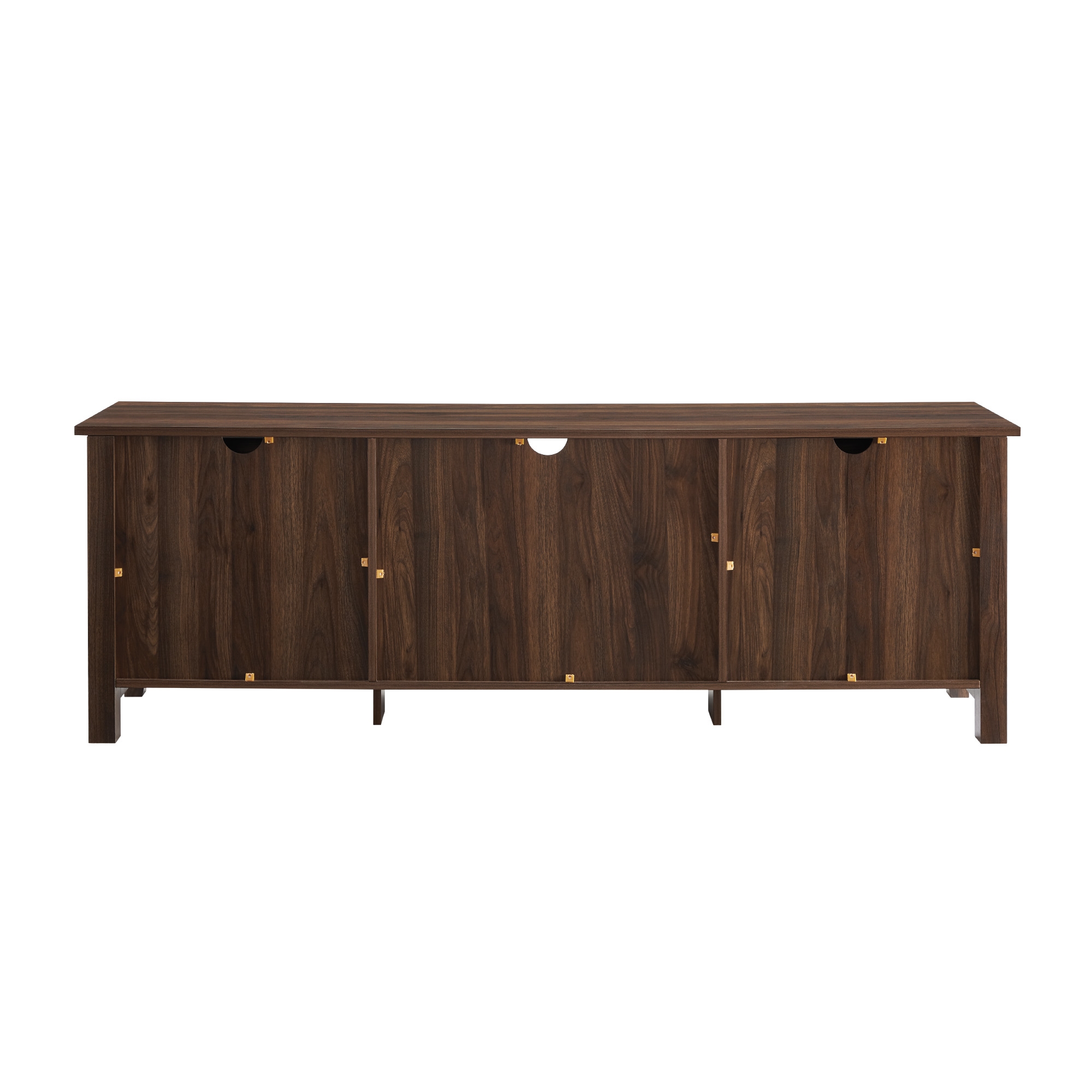70" Modern Farmhouse Simple Grooved Door Wood TV Stand - Dark Walnut - Image 3
